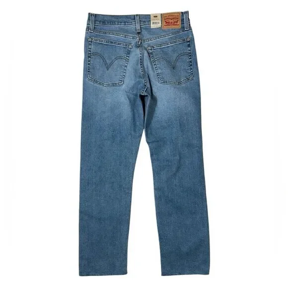 Levi’s Womens High Rise Wedgie Straight Leg Raw Hem Denim Blue Jeans - Picture 3 of 12